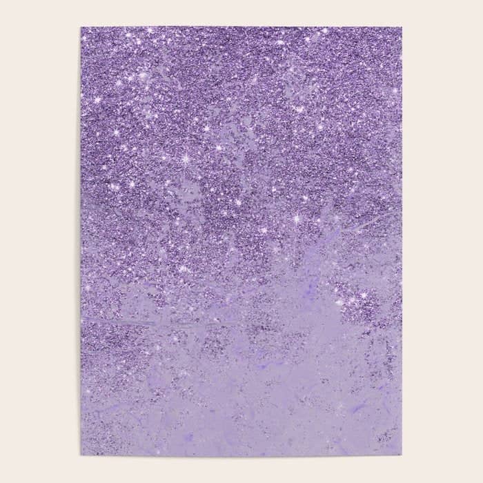 Modern Elegant Lavender Lilac Glitter Marble Poster