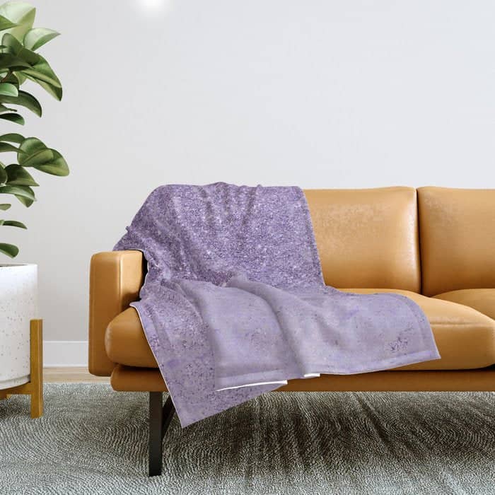 Modern Elegant Lavender Lilac Glitter Marble Throw Blanket