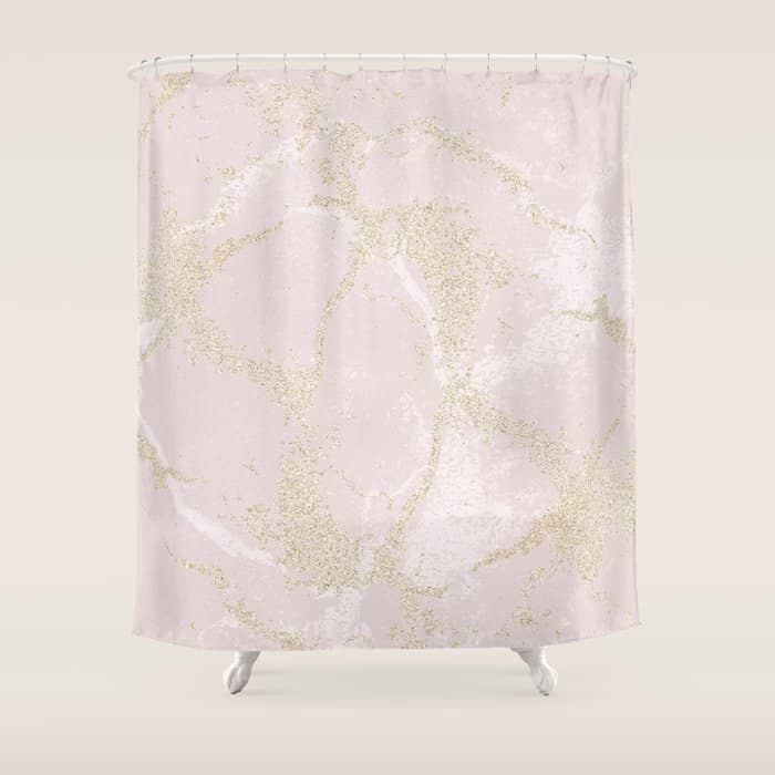 Elegant Modern Blush Pink Gold Pastel Marble Shower Curtain