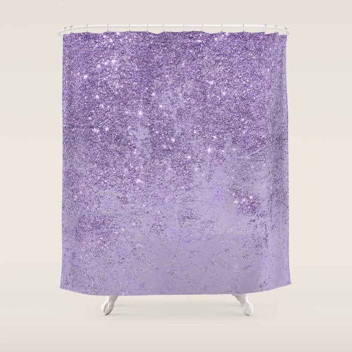 Modern Elegant Lavender Lilac Glitter Marble Shower Curtain