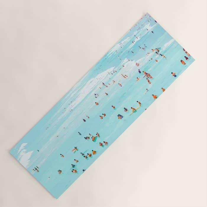 Hot Summer Day | Beachy Watercolor Painting | Ocean Sea Surf Swim | Vacation Travel Staycation Waves Yoga Mat