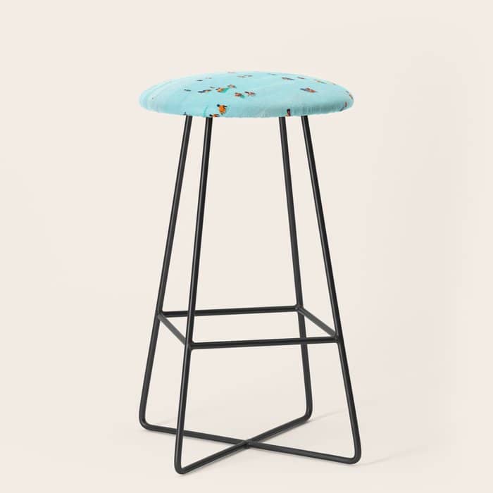 Hot Summer Day | Beachy Watercolor Painting | Ocean Sea Surf Swim | Vacation Travel Staycation Waves Stool