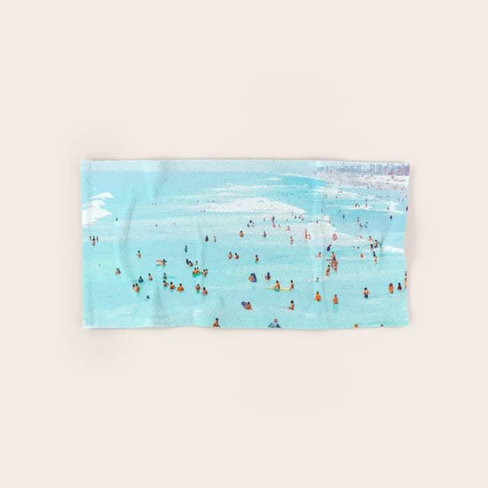 Hot Summer Day | Beachy Watercolor Painting | Ocean Sea Surf Swim | Vacation Travel Staycation Waves Bath Towel