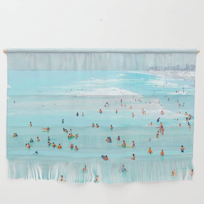 Hot Summer Day | Beachy Watercolor Painting | Ocean Sea Surf Swim | Vacation Travel Staycation Waves Wall Hanging
