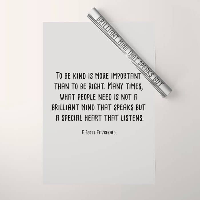 To Be Kind Is More Important... F. Scott Fitzgerald Quote Wrapping Paper