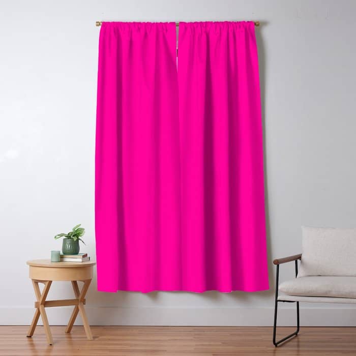 Girly Modern Neon Pink Solid Color Window Curtain