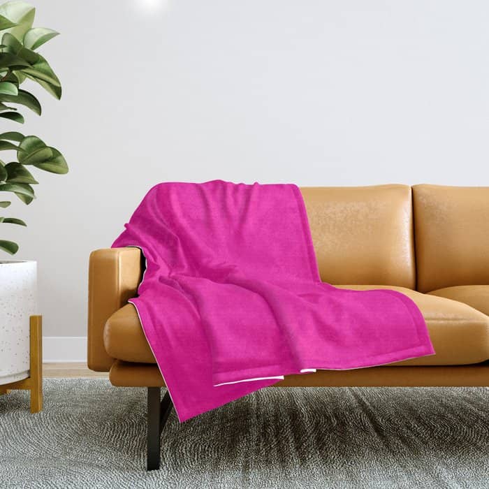 Girly Modern Neon Pink Solid Color Throw Blanket