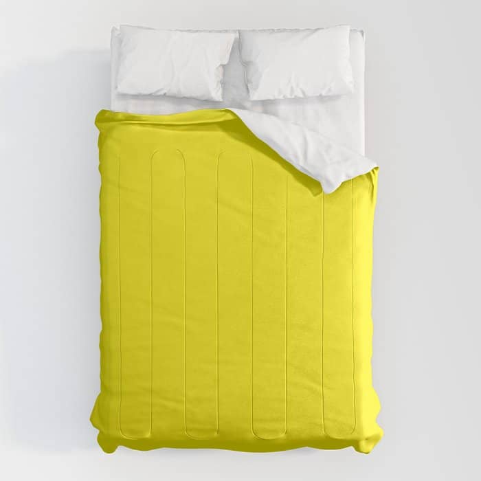 Modern Abstract Bright Yellow Neon Color Comforter