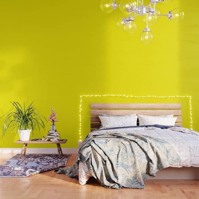 Modern Abstract Bright Yellow Neon Color Wallpaper