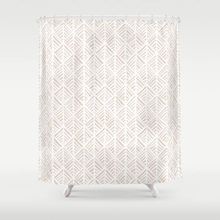 Abstract Leaf Pattern In Tan Shower Curtain