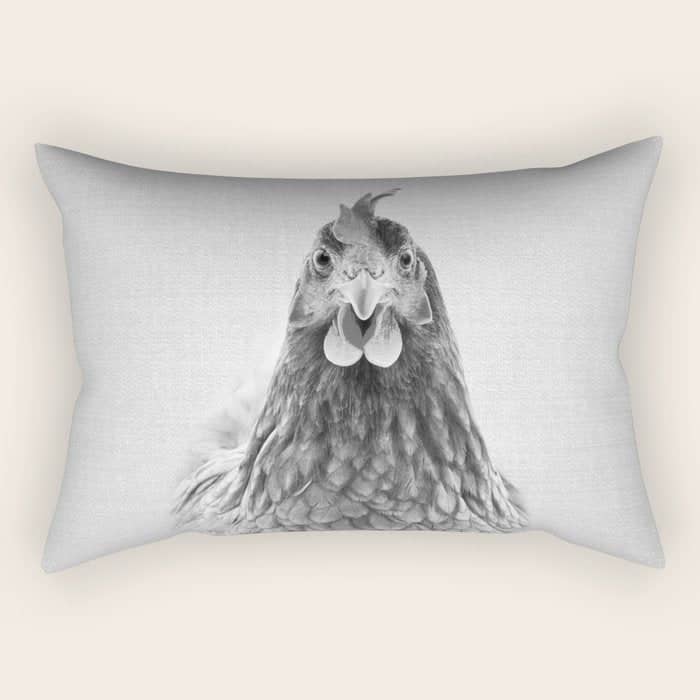 Chicken - Black & White Rectangular Pillow