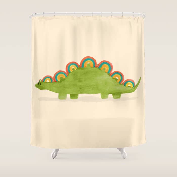 Rainbow Colored Dinosaur (Stegosaurus) Shower Curtain