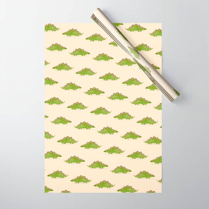 Rainbow Colored Dinosaur (Stegosaurus) Wrapping Paper