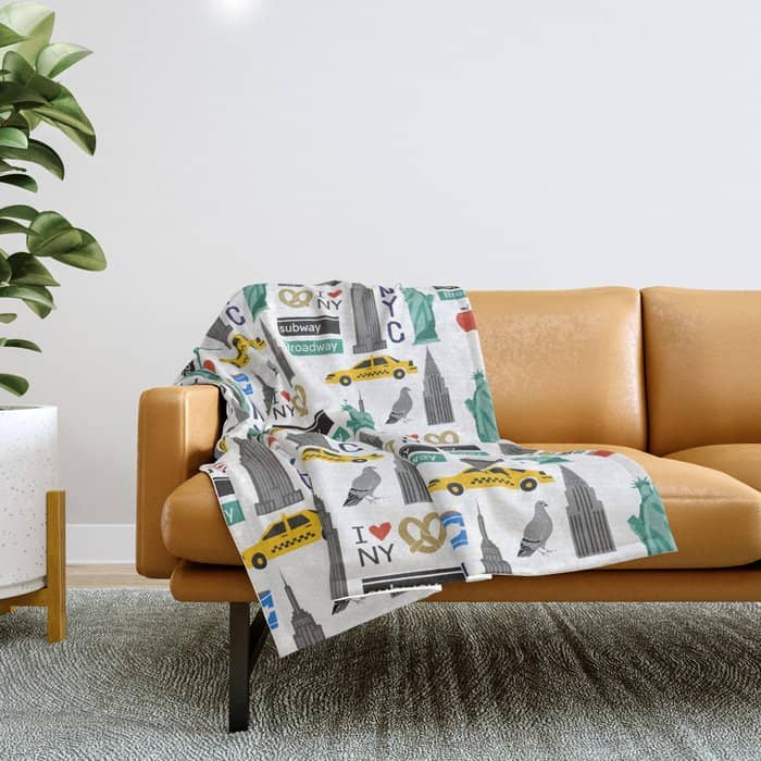 Nyc Travel Pattern Fun Kids Decor Boys And Girls Nursery New York City Theme Throw Blanket
