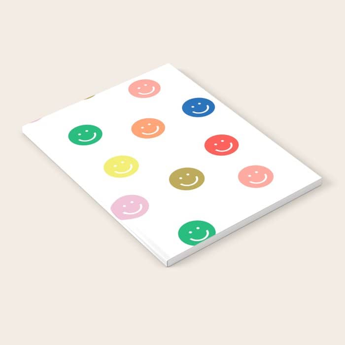 Smiley Faces Happy Simple Rainbow Colors Pattern Smile Face Kids Nursery Boys Girls Decor Notebook