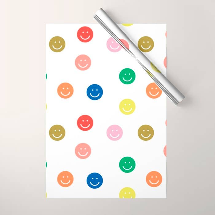 Smiley Faces Happy Simple Rainbow Colors Pattern Smile Face Kids Nursery Boys Girls Decor Wrapping Paper