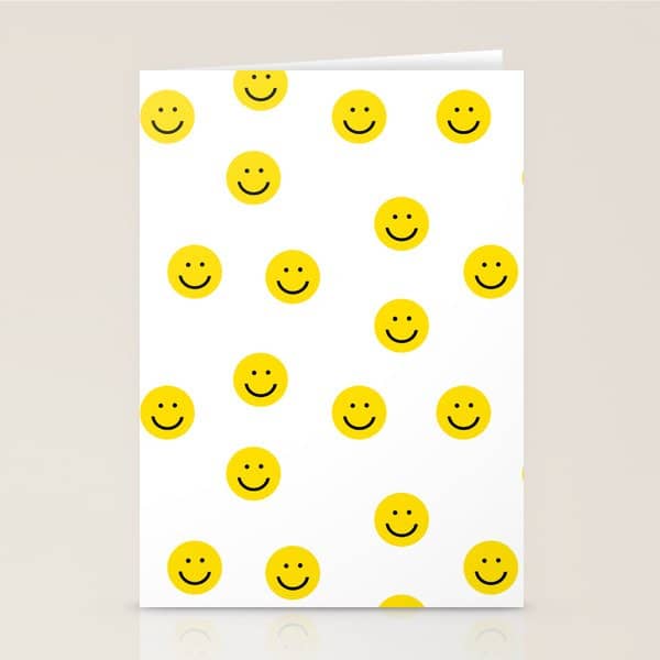 Smiley Faces White Yellow Happy Simple Smiley Pattern Smile Face Kids Nursery Boys Girls Decor Stationery Card