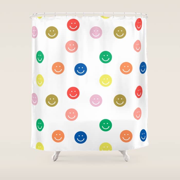Smiley Faces Happy Simple Rainbow Colors Pattern Smile Face Kids Nursery Boys Girls Decor Shower Curtain