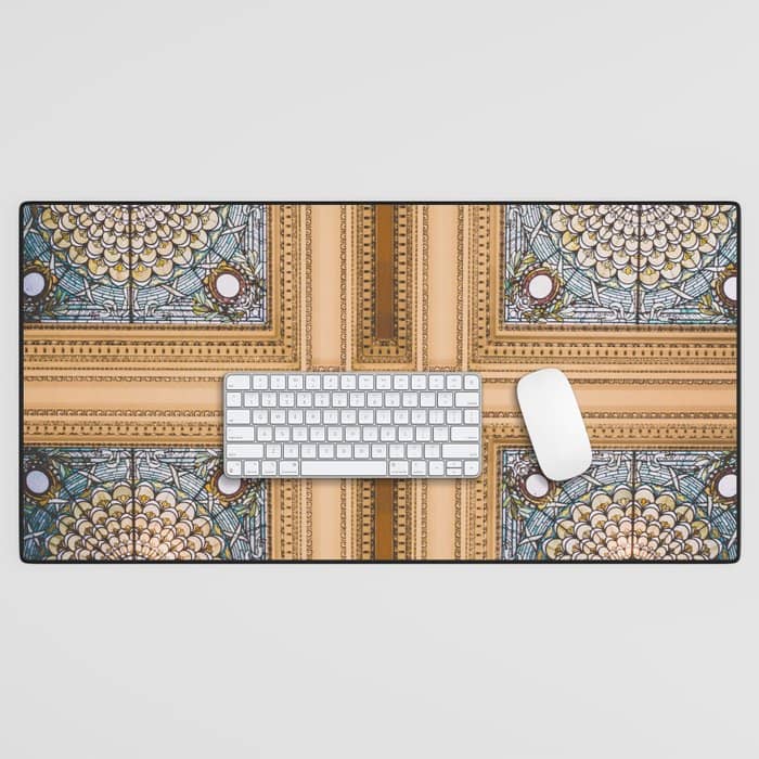 Teal X Gold X Washington Dc Architecture Desk Mat
