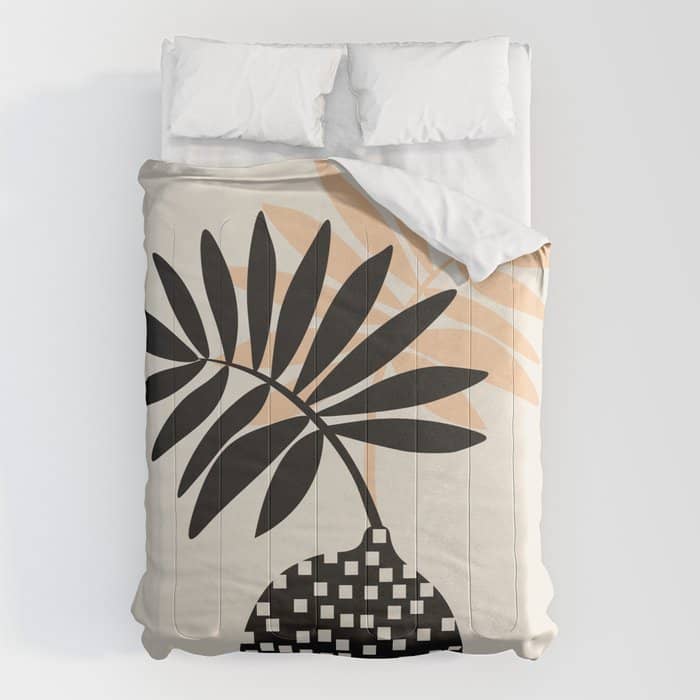 Still Life With Vase And Tropical Leaves Comforter