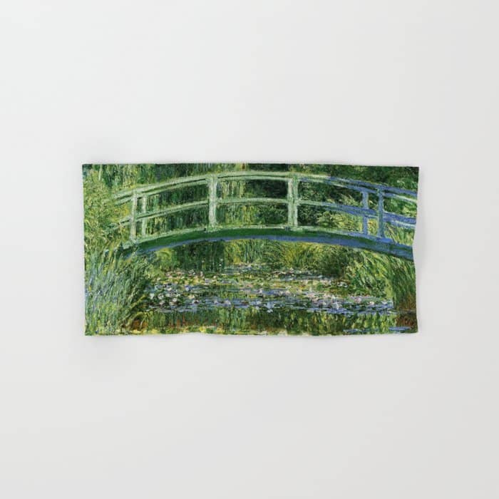 Water Lilies And Japanese Footbridge, Claude Monet Bath Towel