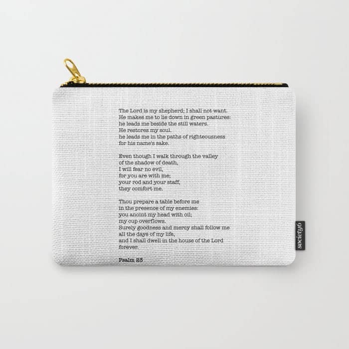 Psalm 23 Bible Verse Print - The Lord Is My Shepherd Carry All Pouch