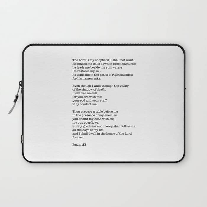 Psalm 23 Bible Verse Print - The Lord Is My Shepherd Laptop Sleeve