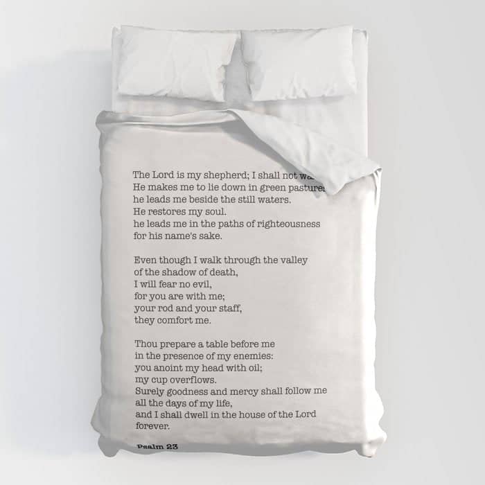Psalm 23 Bible Verse Print - The Lord Is My Shepherd Duvet Cover