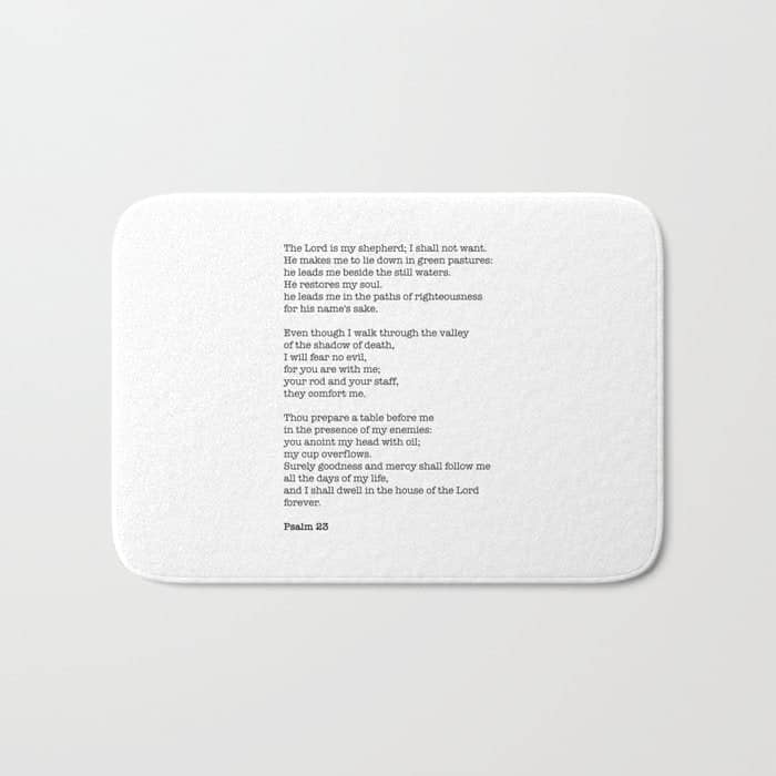 Psalm 23 Bible Verse Print - The Lord Is My Shepherd Bath Mat