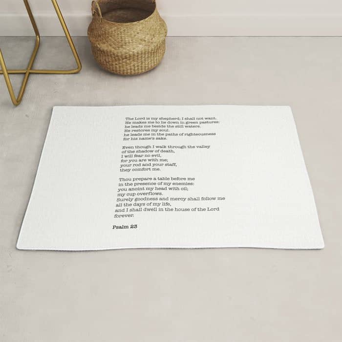 Psalm 23 Bible Verse Print - The Lord Is My Shepherd Rug