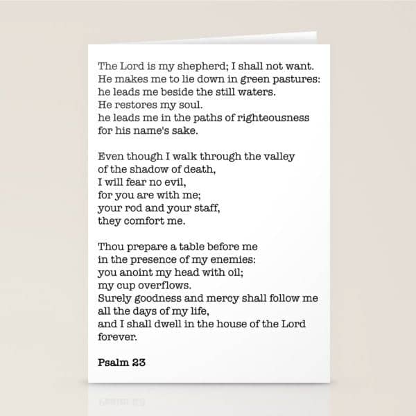 Psalm 23 Bible Verse Print - The Lord Is My Shepherd Stationery Card
