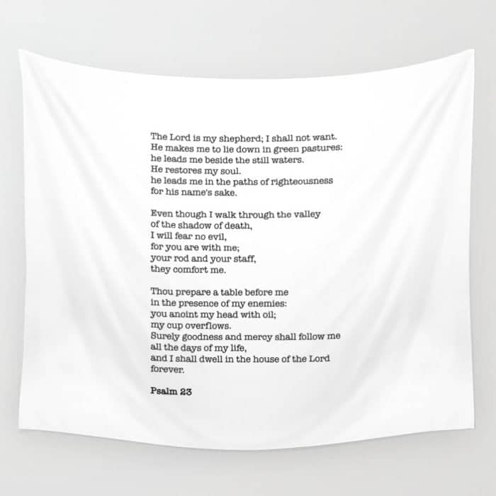 Psalm 23 Bible Verse Print - The Lord Is My Shepherd Wall Tapestry