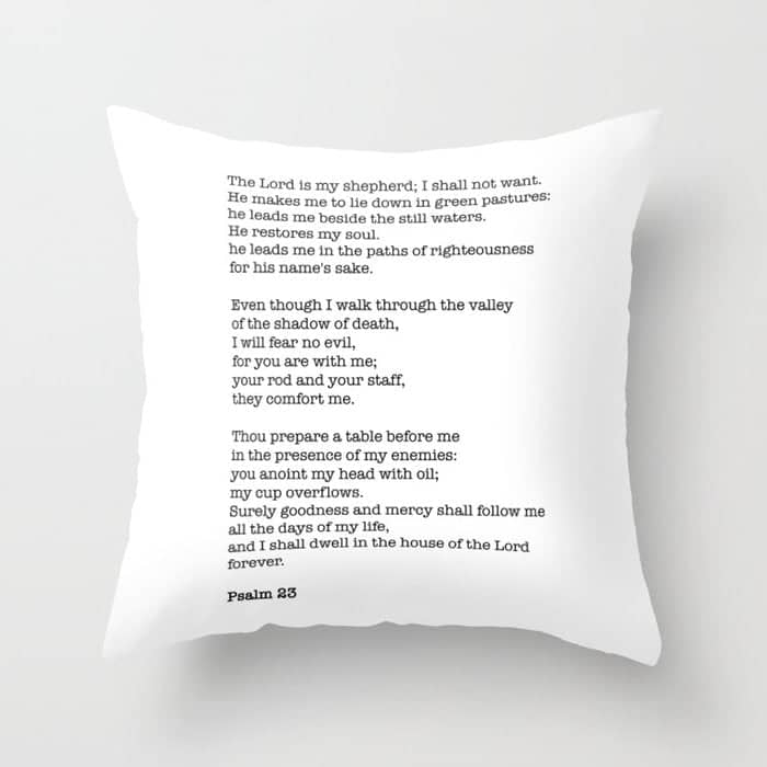 Psalm 23 Bible Verse Print - The Lord Is My Shepherd Throw Pillow