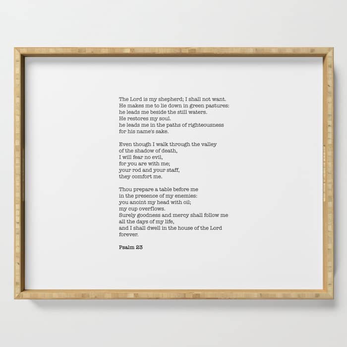 Psalm 23 Bible Verse Print - The Lord Is My Shepherd Serving Tray
