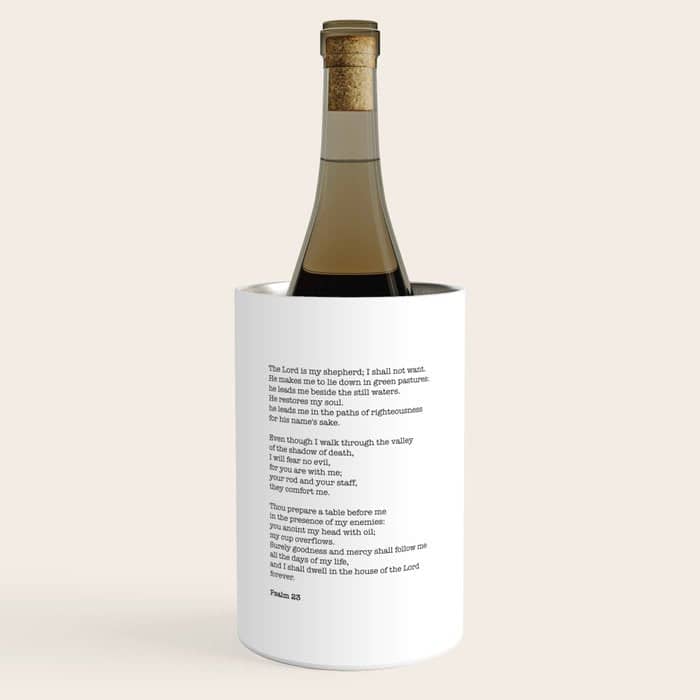 Psalm 23 Bible Verse Print - The Lord Is My Shepherd Wine Chiller