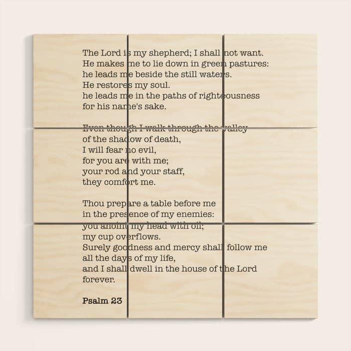 Psalm 23 Bible Verse Print - The Lord Is My Shepherd Wood Wall Art