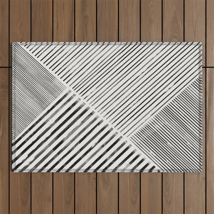 Black And White Stripes, Abstract Outdoor Rug