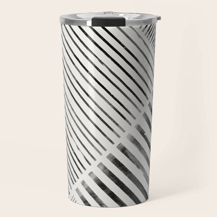 Black And White Stripes, Abstract Travel Mug