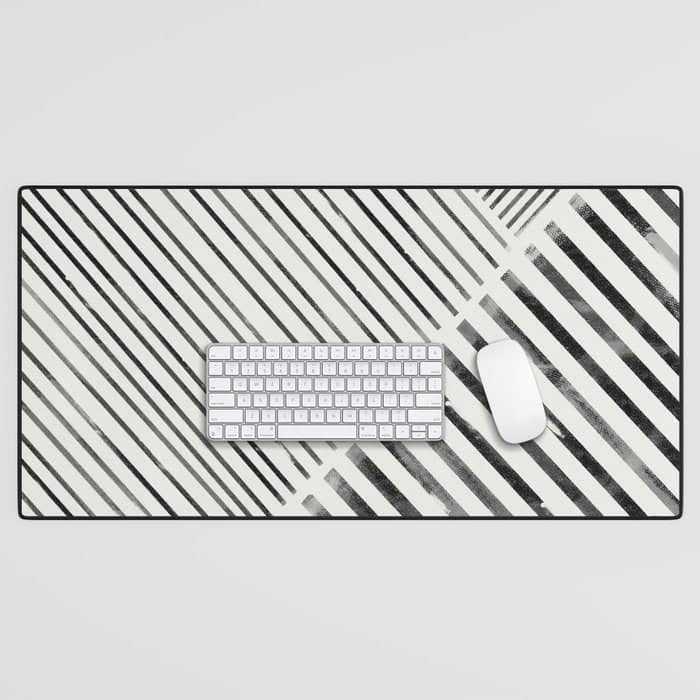 Black And White Stripes, Abstract Desk Mat