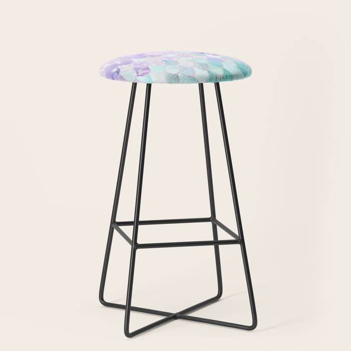 Cute Mermaid Pattern, Light Pink, Purple, Teal Stool