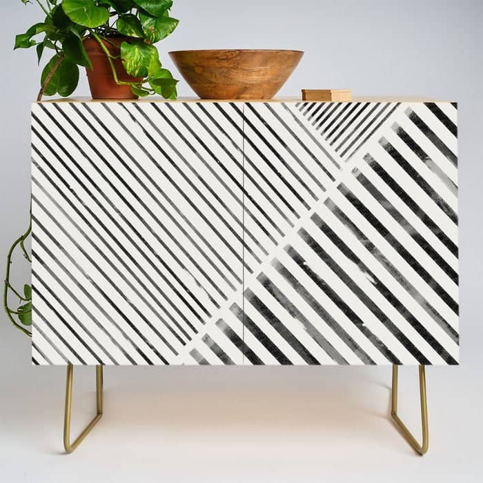 Black And White Stripes, Abstract Credenza