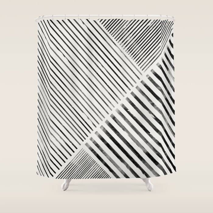 Black And White Stripes, Abstract Shower Curtain