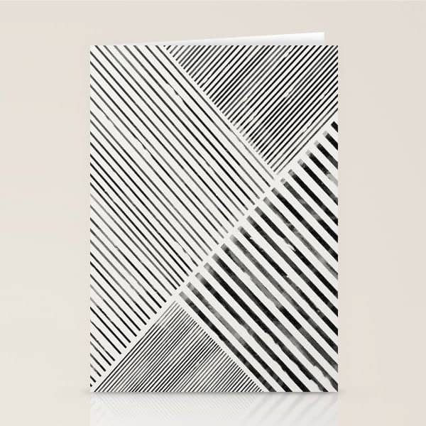 Black And White Stripes, Abstract Stationery Card