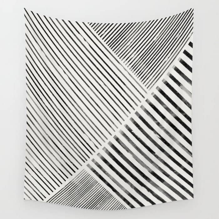 Black And White Stripes, Abstract Wall Tapestry
