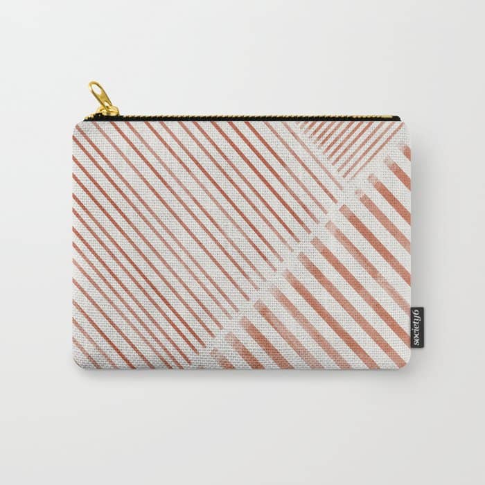 Blush Pink Stripes, Geometric Art Carry All Pouch