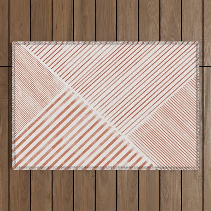 Blush Pink Stripes, Geometric Art Outdoor Rug