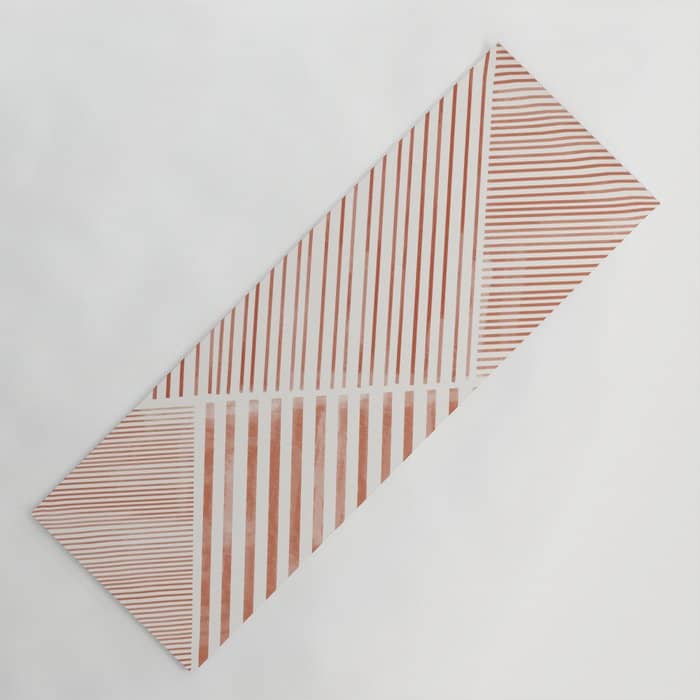 Blush Pink Stripes, Geometric Art Yoga Mat