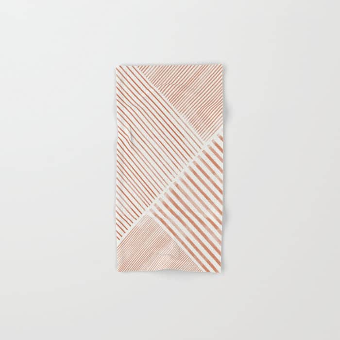 Blush Pink Stripes, Geometric Art Bath Towel
