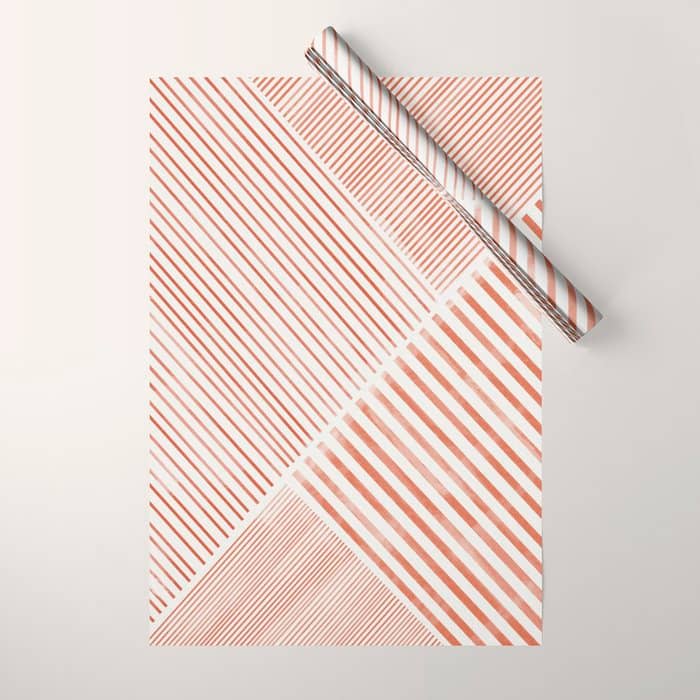 Blush Pink Stripes, Geometric Art Wrapping Paper