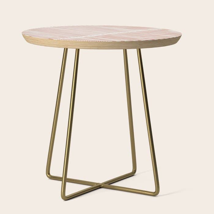 Blush Pink Stripes, Geometric Art Side Table
